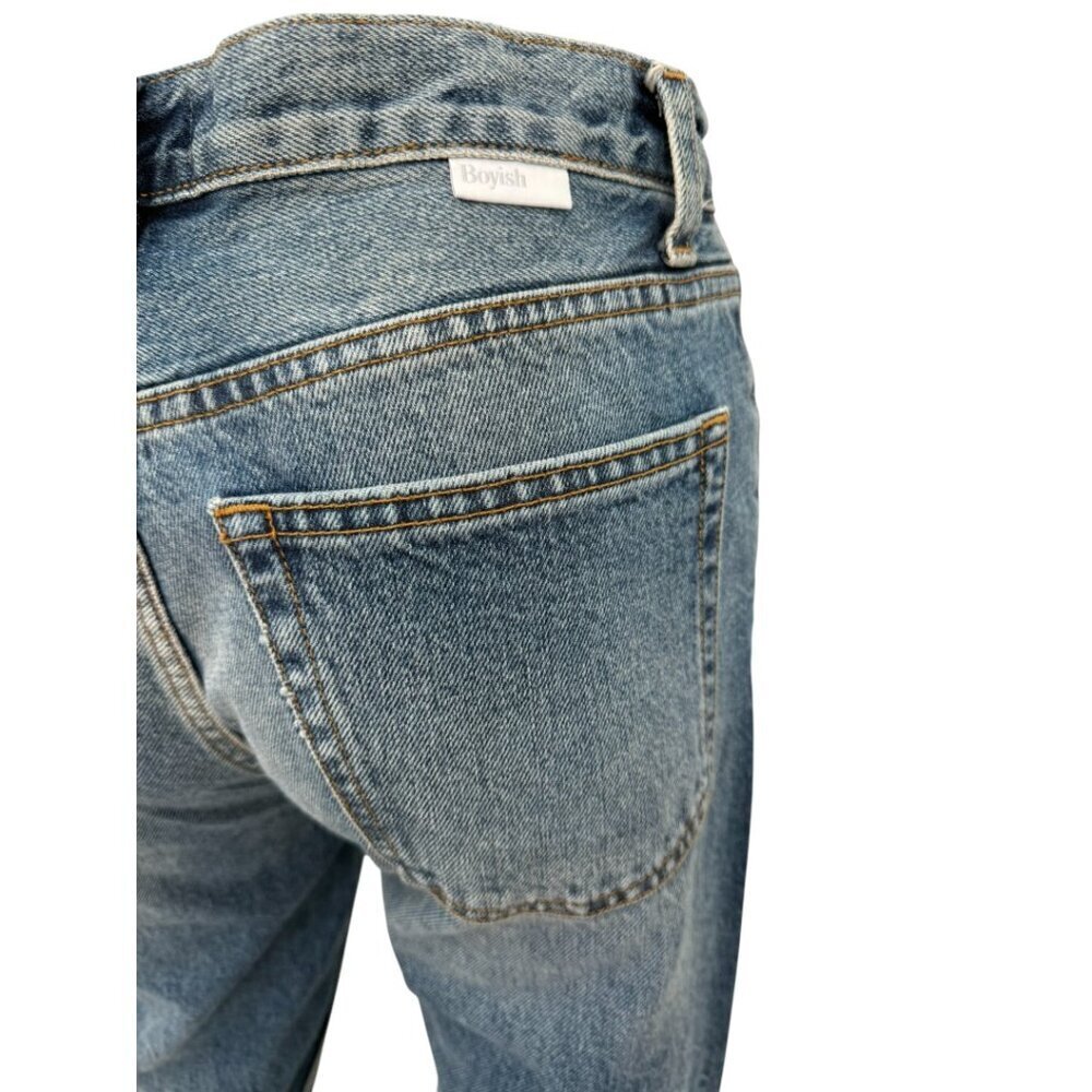 Boyish Women Medium Wash High Waisted Straight Leg Jeans Size 26 Ankle Tie Avery - Picture 4 of 9
